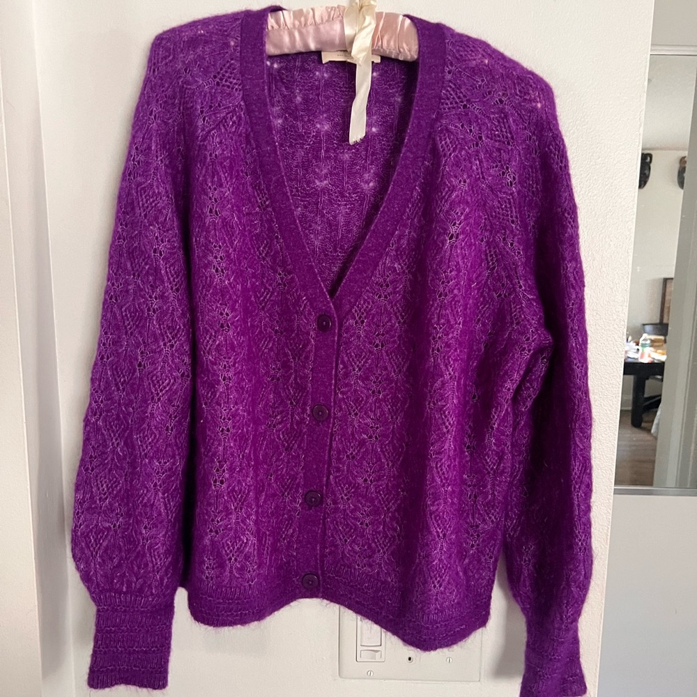 La Maille Sézane Purple or Magenta Cardigan